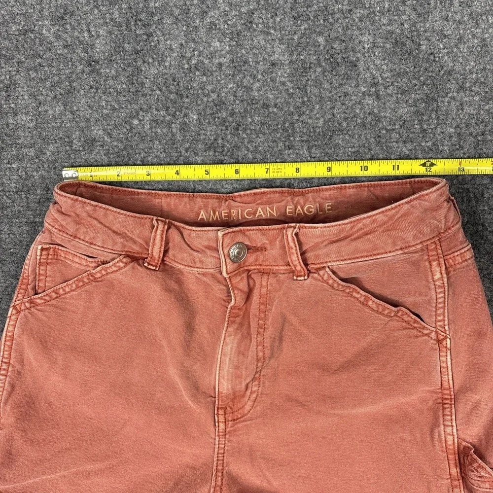 AE High Rise Utility Carpenter Jean Shorts Terracotta Pink Pink Size 2 Stretch